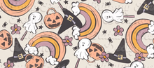Load image into Gallery viewer, Pre-Order Bullet, DBP, Velvet and Rib Knit fabric Vintage Halloween Rainbow Seasons makes great bows, head wraps, bummies, and more.
