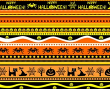 Load image into Gallery viewer, Pre-Order Bullet, DBP, Velvet and Rib Knit fabric Orange, Yellow &amp; Black Halloween Scene Shapes makes great bows, head wraps, bummies, and more.