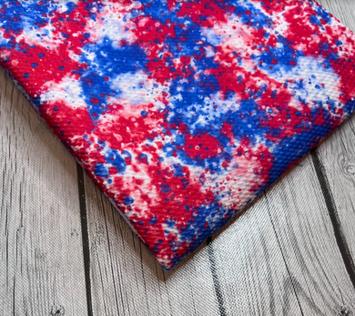 Ready to Ship Bullet fabric Fourth of July Paint Splat makes great bows, head wraps, bummies, and more.