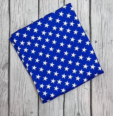 Pre-Order Bullet, DBP, Velvet and Rib Knit fabric Fourth of July Blue White Stars Shapes makes great bows, head wraps, bummies, and more.