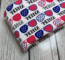 Load image into Gallery viewer, Ready to Ship Bullet fabric Fourth of July &#39;MERICA makes great bows, head wraps, bummies, and more.