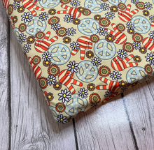 Load image into Gallery viewer, Pre-Order Bullet, DBP, Velvet and Rib Knit fabric Fourth of July Peace Floral makes great bows, head wraps, bummies, and more.