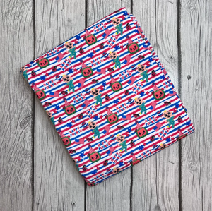 Ready to Ship Bullet Fourth of July Striped Coco Melon Character makes great bows, head wraps, bummies, and more.