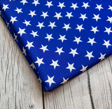 Load image into Gallery viewer, Ready to Ship Bullet Fourth of July Blue Stars Shapes makes great bows, head wraps, bummies, and more.