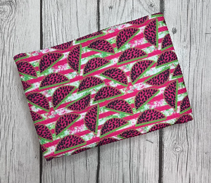 Ready to Ship Bullet fabric Striped Hot Pink Watermelon Food Paint Splat Shapes makes great bows, head wraps, bummies, and more.