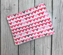 Load image into Gallery viewer, Ready to Ship Bullet Dark Red Pink Valentine Hearts Shapes makes great bows, head wraps, bummies, and more.