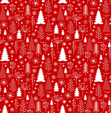 Pre-Order Red Christmas Trees Bullet, DBP, Rib Knit, Cotton Lycra + other fabrics