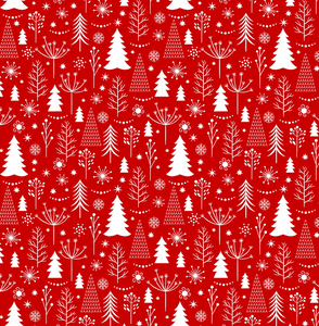 Pre-Order Red Christmas Trees Bullet, DBP, Rib Knit, Cotton Lycra + other fabrics