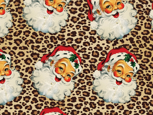 Pre-Order Cheetah Santa Christmas Bullet, DBP, Rib Knit, Cotton Lycra + other fabrics