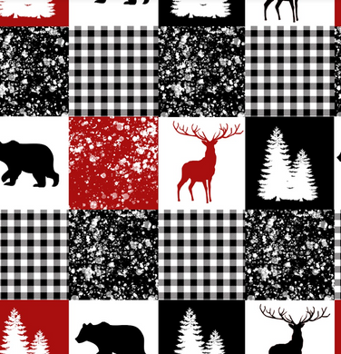 Pre-Order Buffalo Plaid Christmas Animals Bullet, DBP, Rib Knit, Cotton Lycra + other fabrics