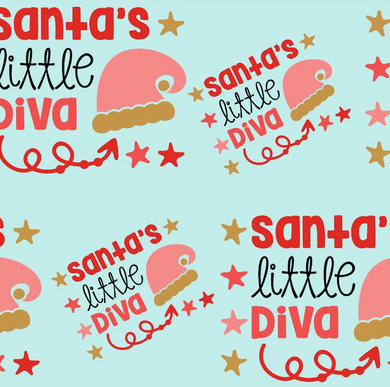 Pre-Order Santa's Little Diva Christmas Bullet, DBP, Rib Knit, Cotton Lycra + other fabrics