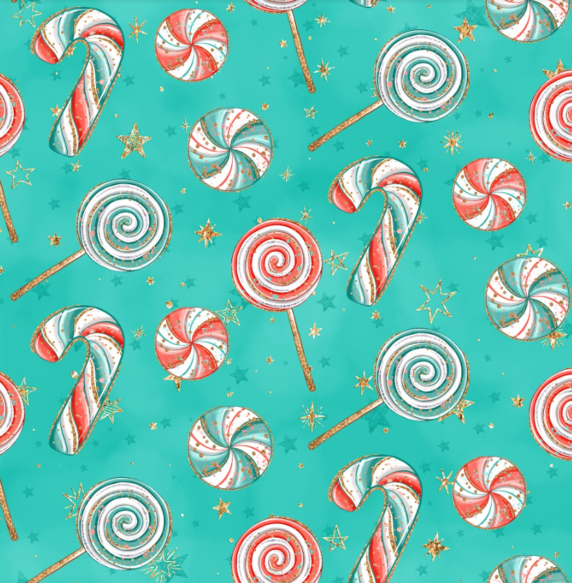 Pre-Order Green Candy Cane Christmas Food Bullet, DBP, Rib Knit, Cotton Lycra + other fabrics