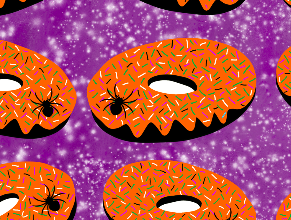Pre-Order Spooky Halloween Donuts Food Bullet, DBP, Rib Knit, Cotton Lycra + other fabrics