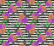 Load image into Gallery viewer, Pre-Order Striped Spiderweb Floral Halloween Bullet, DBP, Rib Knit, Cotton Lycra + other fabrics