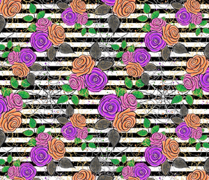 Pre-Order Striped Spiderweb Floral Halloween Bullet, DBP, Rib Knit, Cotton Lycra + other fabrics
