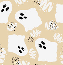 Load image into Gallery viewer, Pre-Order Bullet, DBP, Velvet and Rib Knit Pastel Yellow Friendly Ghost Halloween makes great bows, head wraps, bummies, and more.