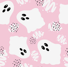 Load image into Gallery viewer, Pre-Order Bullet, DBP, Velvet and Rib Knit Pink Friendly Ghost Halloween makes great bows, head wraps, bummies, and more.