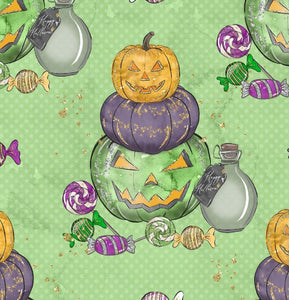 Pre-Order Stacked Halloween Pumpkins Bullet, DBP, Rib Knit, Cotton Lycra + other fabrics