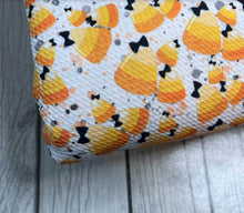 Load image into Gallery viewer, Pre-Order Bullet, DBP, Velvet and Rib Knit fabric Candy Corn Halloween Food makes great bows, head wraps, bummies, and more.