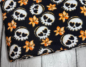 Pre-Order Bullet, DBP, Velvet and Rib Knit fabric Boujee Skulls Halloween makes great bows, head wraps, bummies, and more.