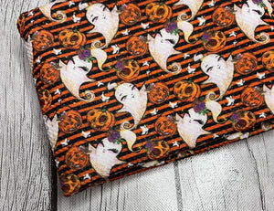 Pre-Order Orange Striped Halloween Friends Bullet, DBP, Rib Knit, Cotton Lycra + other fabrics