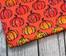 Load image into Gallery viewer, Pre-Order Orange w/faux Glitter Specs Pumpkin Fall Food Bullet, DBP, Rib Knit, Cotton Lycra + other fabrics