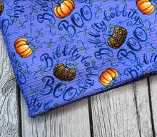 Load image into Gallery viewer, Pre-Order Vintage Purple Bibbity Bobbity Boo Pumpkins Food Fall Bullet, DBP, Rib Knit, Cotton Lycra + other fabrics