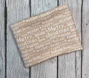 Pre-Order Bullet, DBP, Velvet and Rib Knit fabric Tan Christmas Sayings makes great bows, head wraps, bummies, and more.