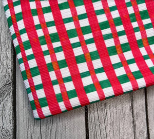 Pre-Order Bullet, DBP, Velvet and Rib Knit fabric Christmas Red and Green Plaid Shapes makes great bows, head wraps, bummies, and more.