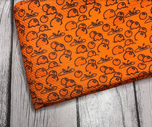 Load image into Gallery viewer, Pre-Order Orange Sea of Poison Apples Halloween Bullet, DBP, Rib Knit, Cotton Lycra + other fabrics