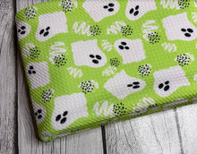 Load image into Gallery viewer, Pre-Order Bullet, DBP, Velvet and Rib Knit Lime Green Friendly Ghost Halloween makes great bows, head wraps, bummies, and more.