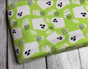 Pre-Order Bullet, DBP, Velvet and Rib Knit Lime Green Friendly Ghost Halloween makes great bows, head wraps, bummies, and more.