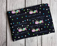Load image into Gallery viewer, Ready to Ship Bullet fabric I Put a Spell on You Halloween Potion makes great bows, head wraps, bummies, and more.