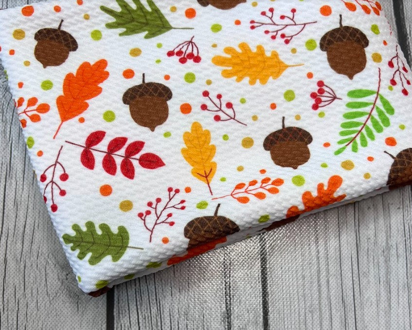 Pre-Order Fall Acorns & Leaves Bullet, DBP, Rib Knit, Cotton Lycra + other fabrics