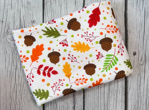 Pre-Order Fall Acorns & Leaves Bullet, DBP, Rib Knit, Cotton Lycra + other fabrics