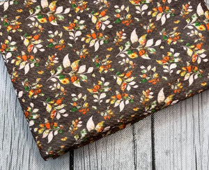 Pre-Order Thanksgiving Brown Floral Turkeys Bullet, DBP, Rib Knit, Cotton Lycra + other fabrics