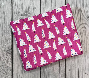 Pre-Order Pink Polka-Dot Christmas Trees Bullet, DBP, Rib Knit, Cotton Lycra + other fabrics