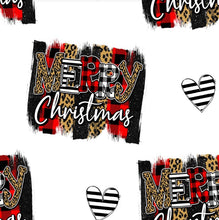 Load image into Gallery viewer, Pre-Order Merry Christmas Plaid Cheetah Stripes Animals Bullet, DBP, Rib Knit, Cotton Lycra + other fabrics