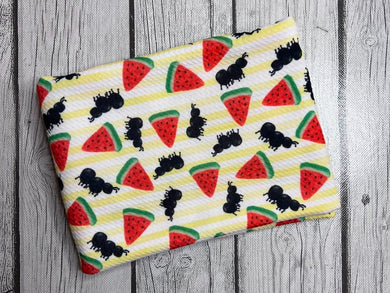 Pre-Order Striped Watermelon Ant Party Food Animals Bullet, DBP, Rib Knit, Cotton Lycra + other fabrics