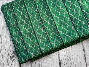 Pre-Order Green Arabesque Christmas Shapes Bullet, DBP, Rib Knit, Cotton Lycra + other fabrics