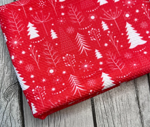 Load image into Gallery viewer, Ready to Ship Bullet Red Christmas Trees makes great bows, head wraps, bummies, and more.