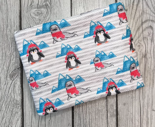 Ready to Ship Bullet Striped Christmas Penguins & Seals Animals makes great bows, head wraps, bummies, and more.