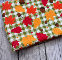 Load image into Gallery viewer, Pre-Order Plaid Fall Acorns &amp; Leaves Bullet, DBP, Rib Knit, Cotton Lycra + other fabrics