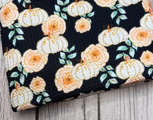 Pre-Order Glamour Fall Floral Pumpkins w/black Bullet, DBP, Rib Knit, Cotton Lycra + other fabrics