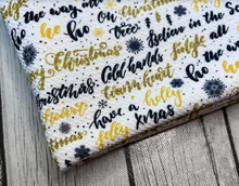 Load image into Gallery viewer, Pre-Order Bullet, DBP, Velvet and Rib Knit fabric Christmas Spirit Title makes great bows, head wraps, bummies, and more.