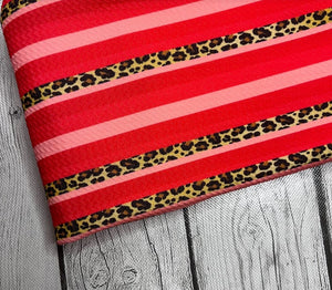 Pre-Order Red & Pink Striped Cheetah Animals Bullet, DBP, Rib Knit, Cotton Lycra + other fabrics