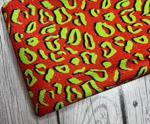 Pre-Order Red & Green Cheetah Animals Bullet, DBP, Rib Knit, Cotton Lycra + other fabrics