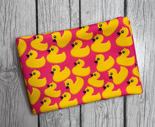 Load image into Gallery viewer, Pre-Order Pink Rubber Duck Animals Bullet, DBP, Rib Knit, Cotton Lycra + other fabrics