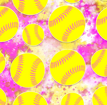 Load image into Gallery viewer, Ready to Ship DBP fabric Hot Pink Softball sports/teams makes great bows, head wraps, bummies, and more.