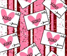 Load image into Gallery viewer, Ready to Ship Rib Knit Love Notes Valentine Hearts Shapes makes great bows, head wraps,  bummies, and more.